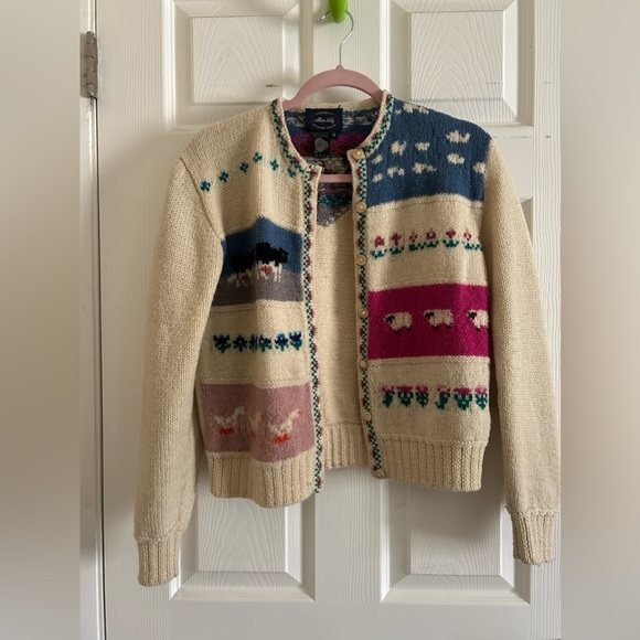 Vintage Allen Lolly Sheep/Farm English Wool Sweater size medium - Picture 1 of 3